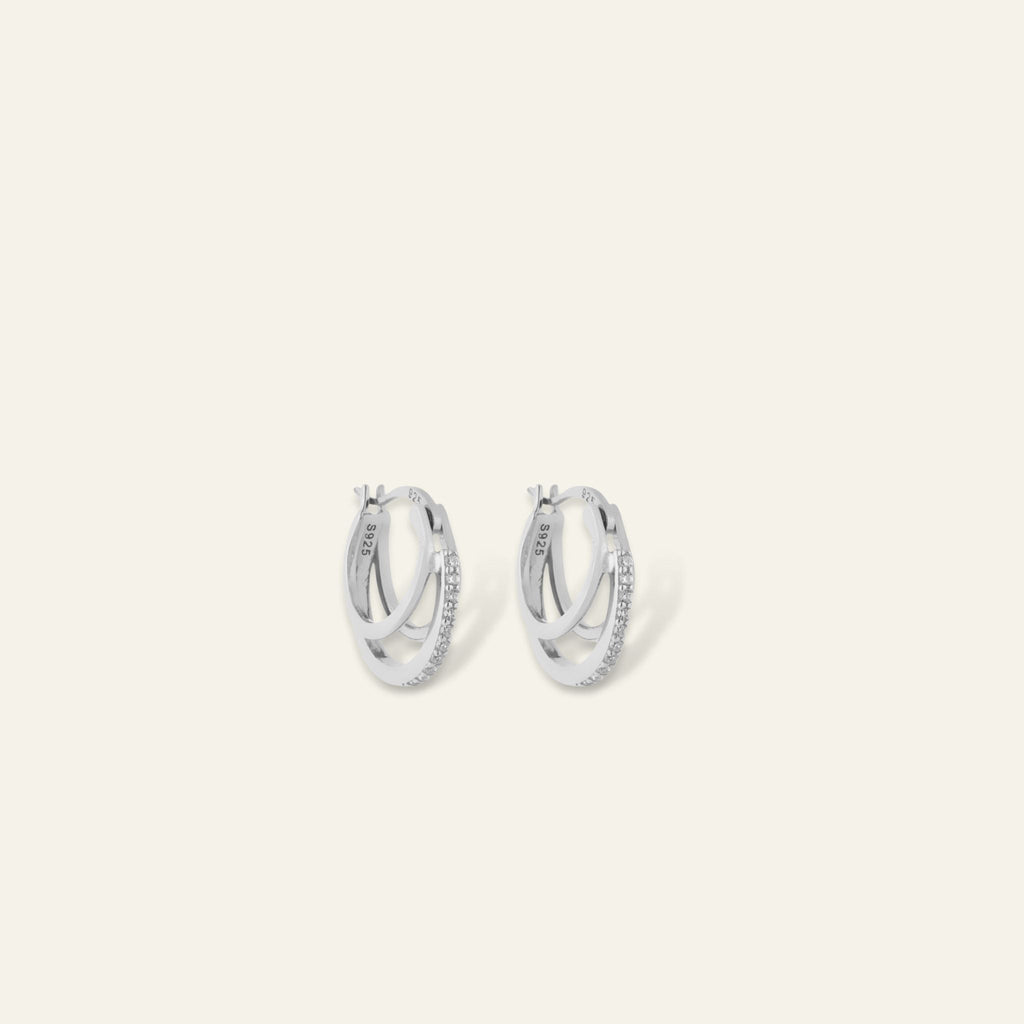 925 sterling silver cz mini trio hoop earrings
