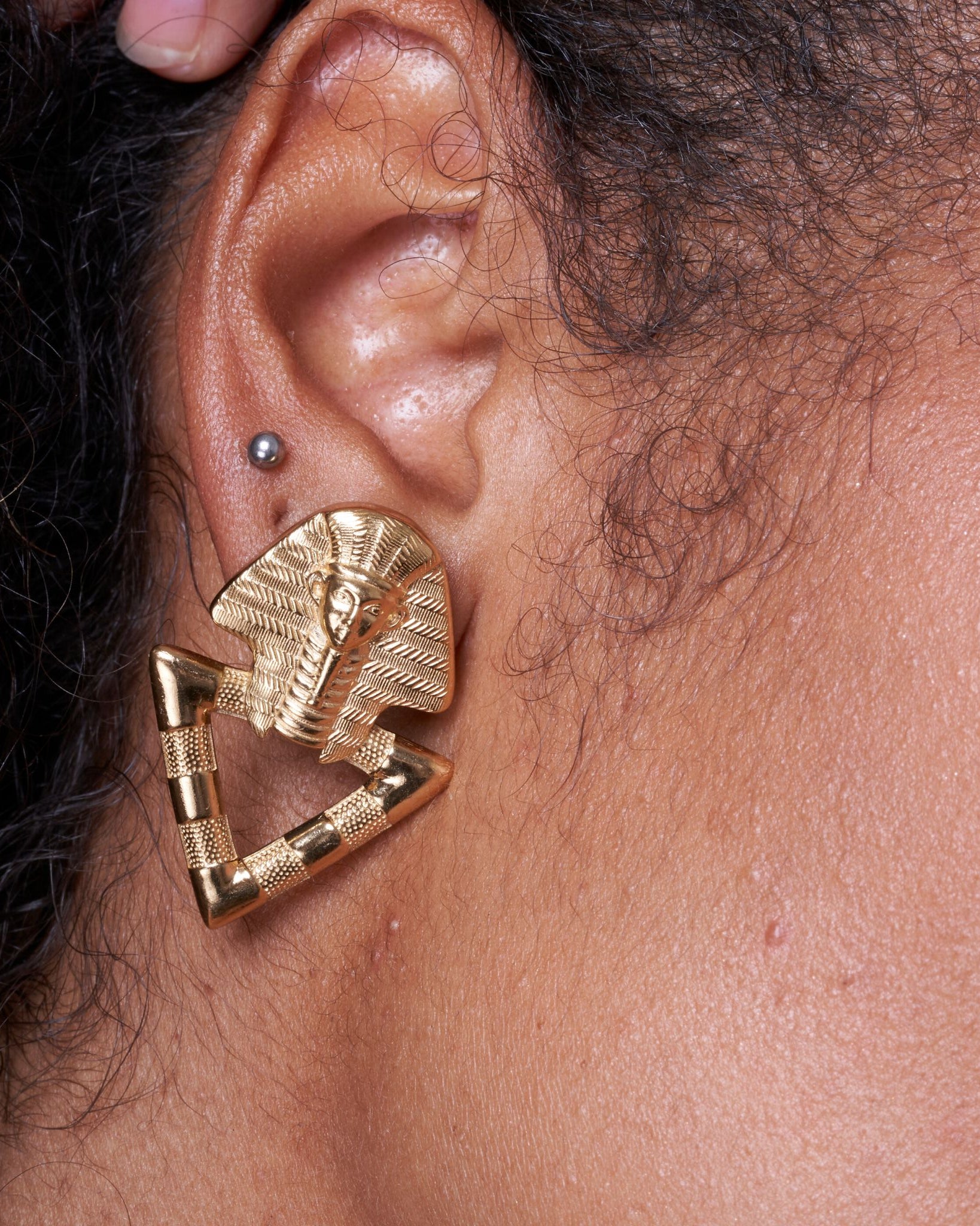 gold statement stud earrings, egyptian earrings