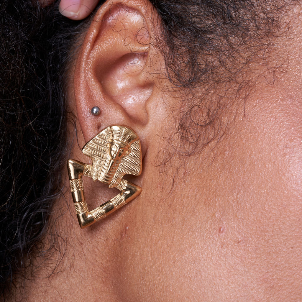 gold statement stud earrings, egyptian earrings